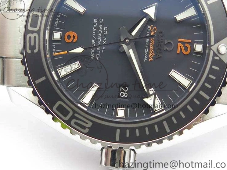 0415 Planet Ocean Pro 45mm OMF 1:1 Best Edition Orange Marker On SS Bracelet A8500 (Black Balance Wheel) Durable 8141